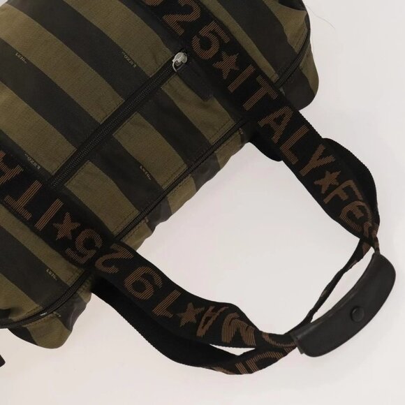 FENDI Pecan Hand Bag Nylon Canvas 2 Set Black Brown Auth ti3350 - Picture 5 of 16